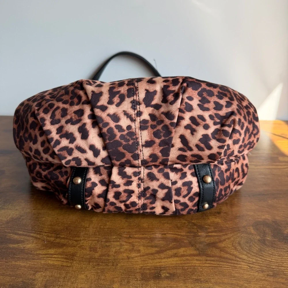 New Juicy Couture Retro Glam Leopard Hobo Shoulder Handbag Y2K Black Brown